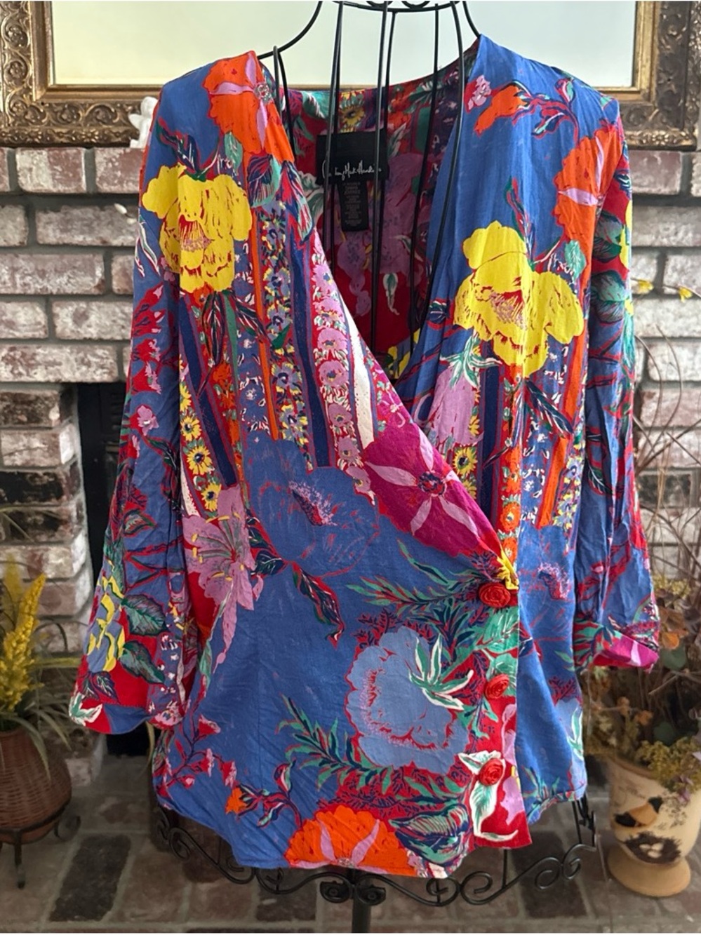 NWT Anthony Mark Hankins Abstract Floral Button Top Sz 14 Made in USA Vtg